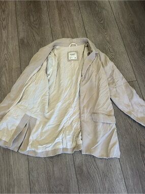 Abercrombie & Fitch Beige Lyocell Open Front Relaxed Blazer Jacket Medium